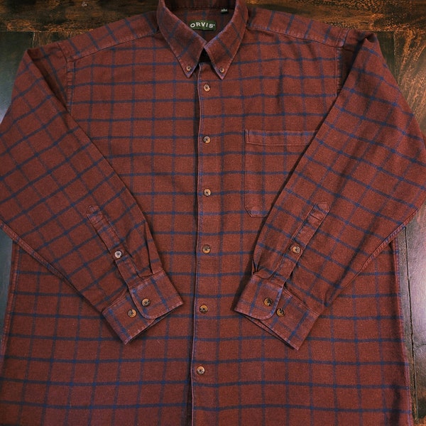Vintage Orvis plaid flannel button down shirt