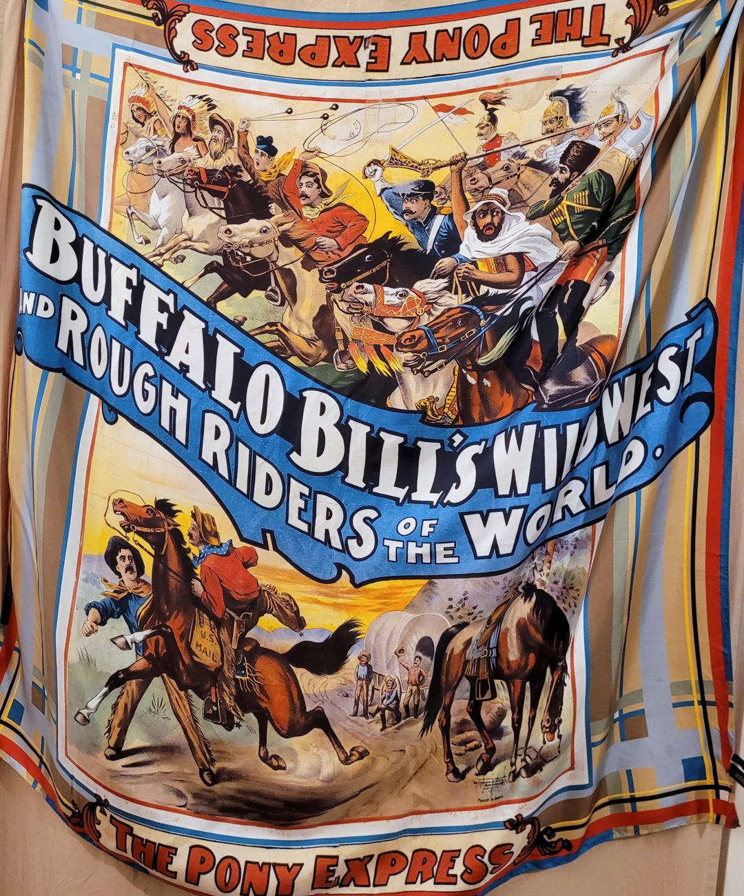 Buffalo Bill Wild West Show Art Poster Print Scarf 125 X 125 Cm 100% ...