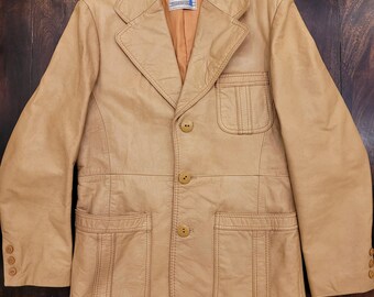 Blazer En Cuir Vintage Ericson Of Sweden - Taille 40, Marron, Occasion Très Bon état