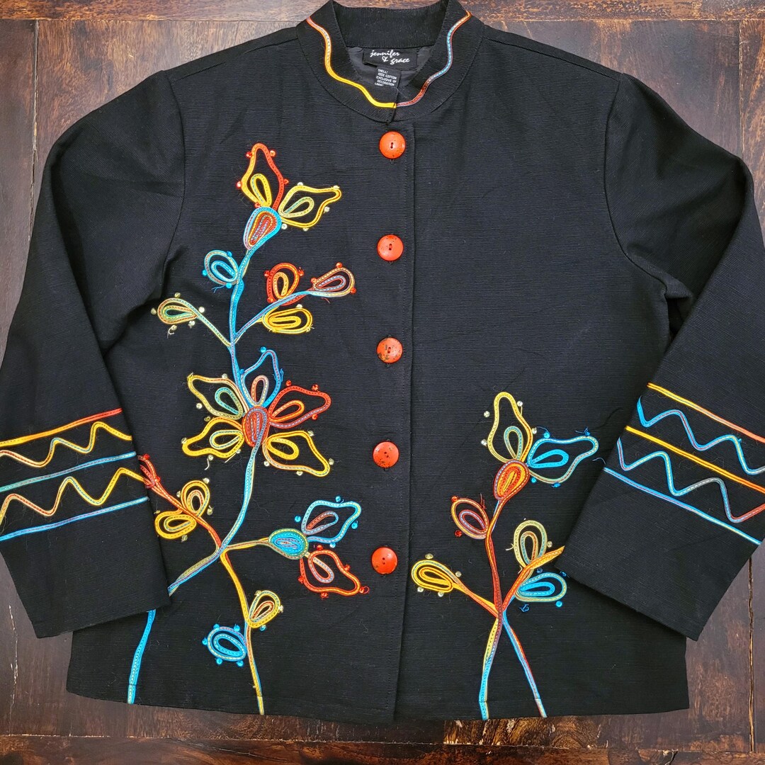 Heritage Floral Printed Stretch Deco Crepe Jacket