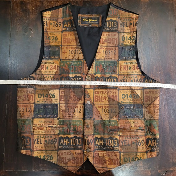 Vintage patchwork leather vest American states li… - image 4