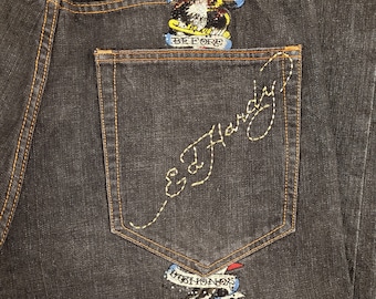 Vintage Y2K 00s rare Ed Hardy baggy jeans W34L38