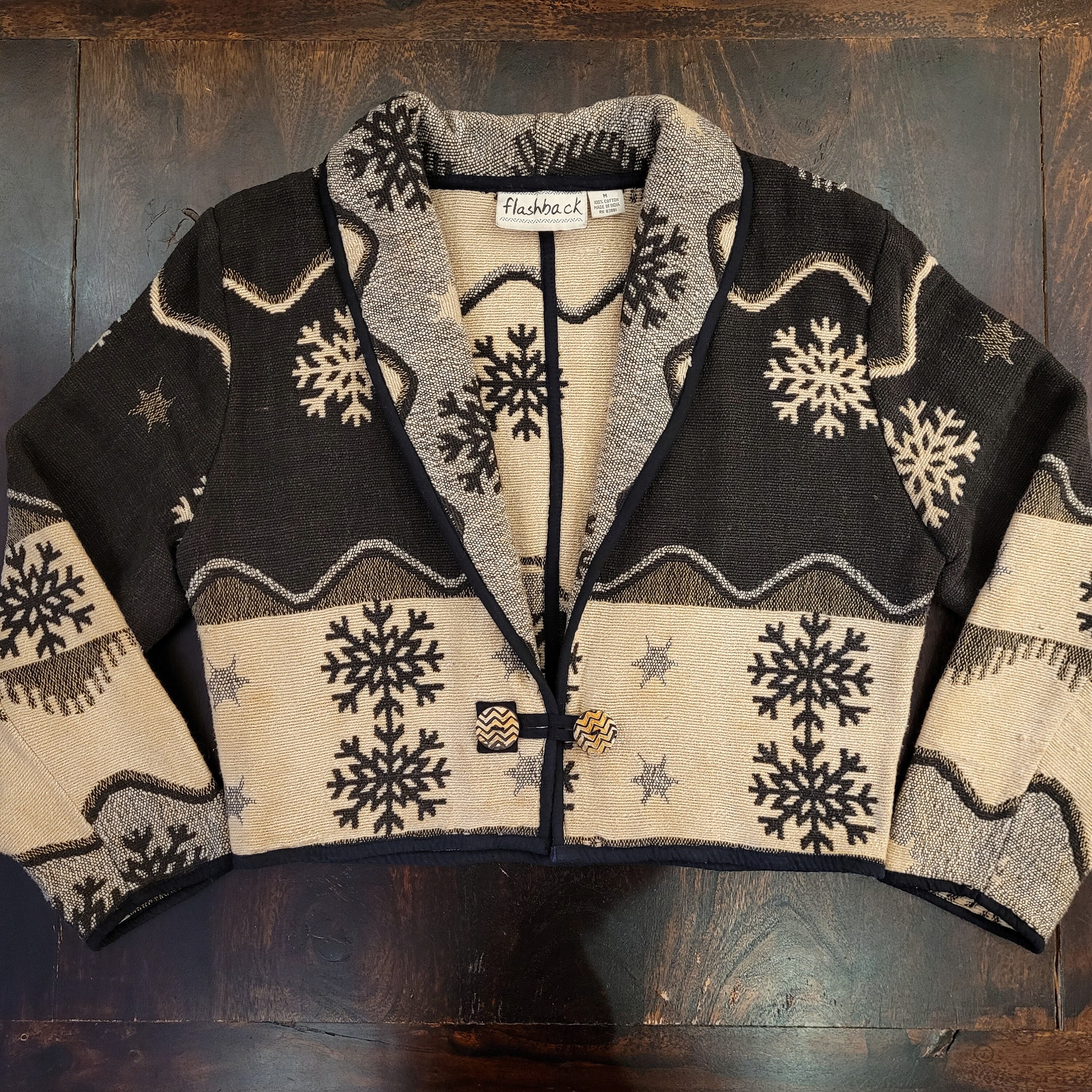 Vintage 90's Flashback Snowflake Cropped Woven Cotton