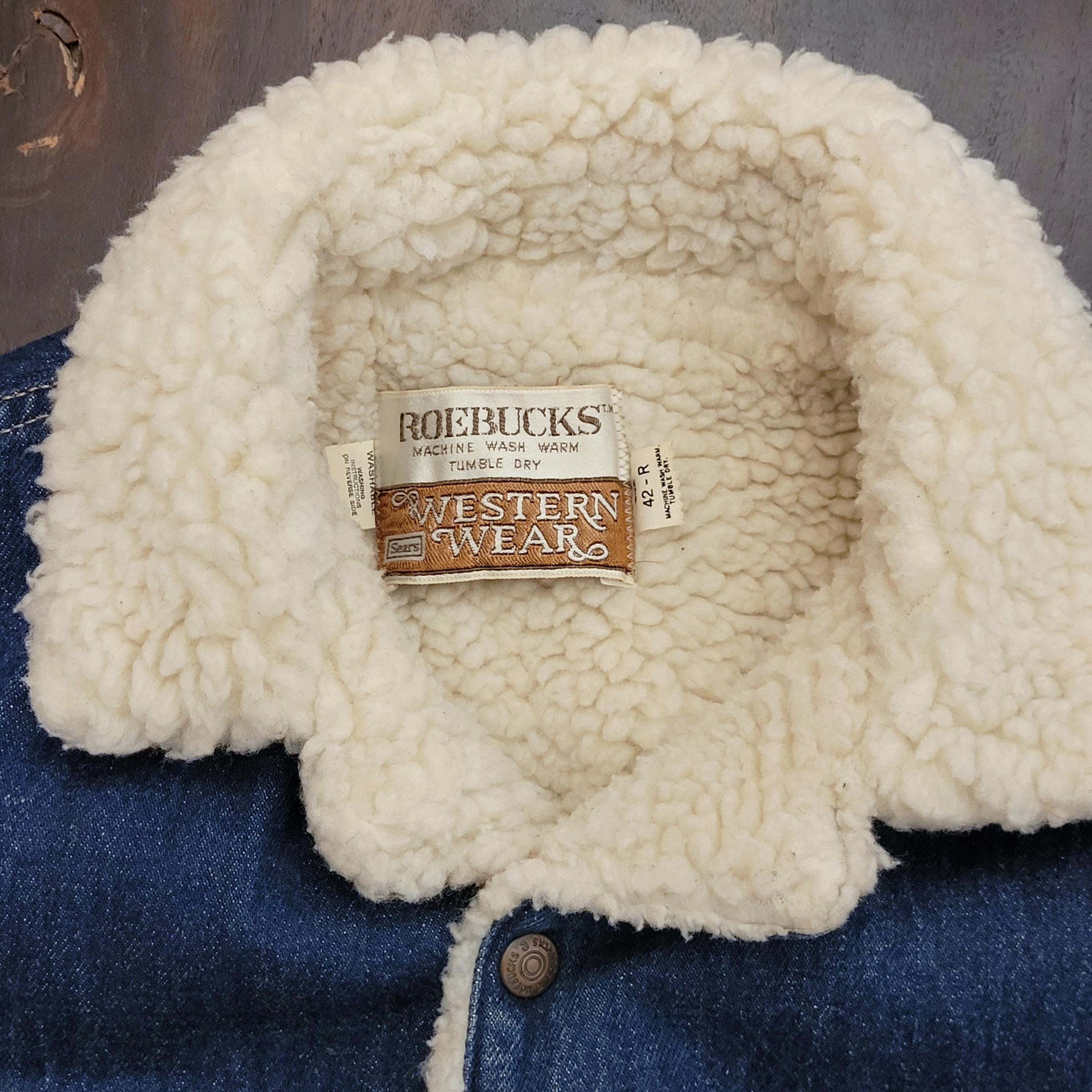 Vintage 70's Roebucks Sears Western Wear Sherpa Lined Denim