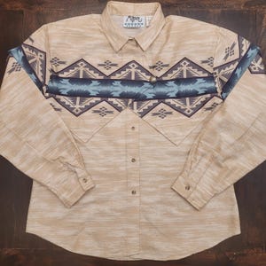 Vintage 80's 90's Roper Southwestern Aztec Print Western Shirt Made in USA Size L