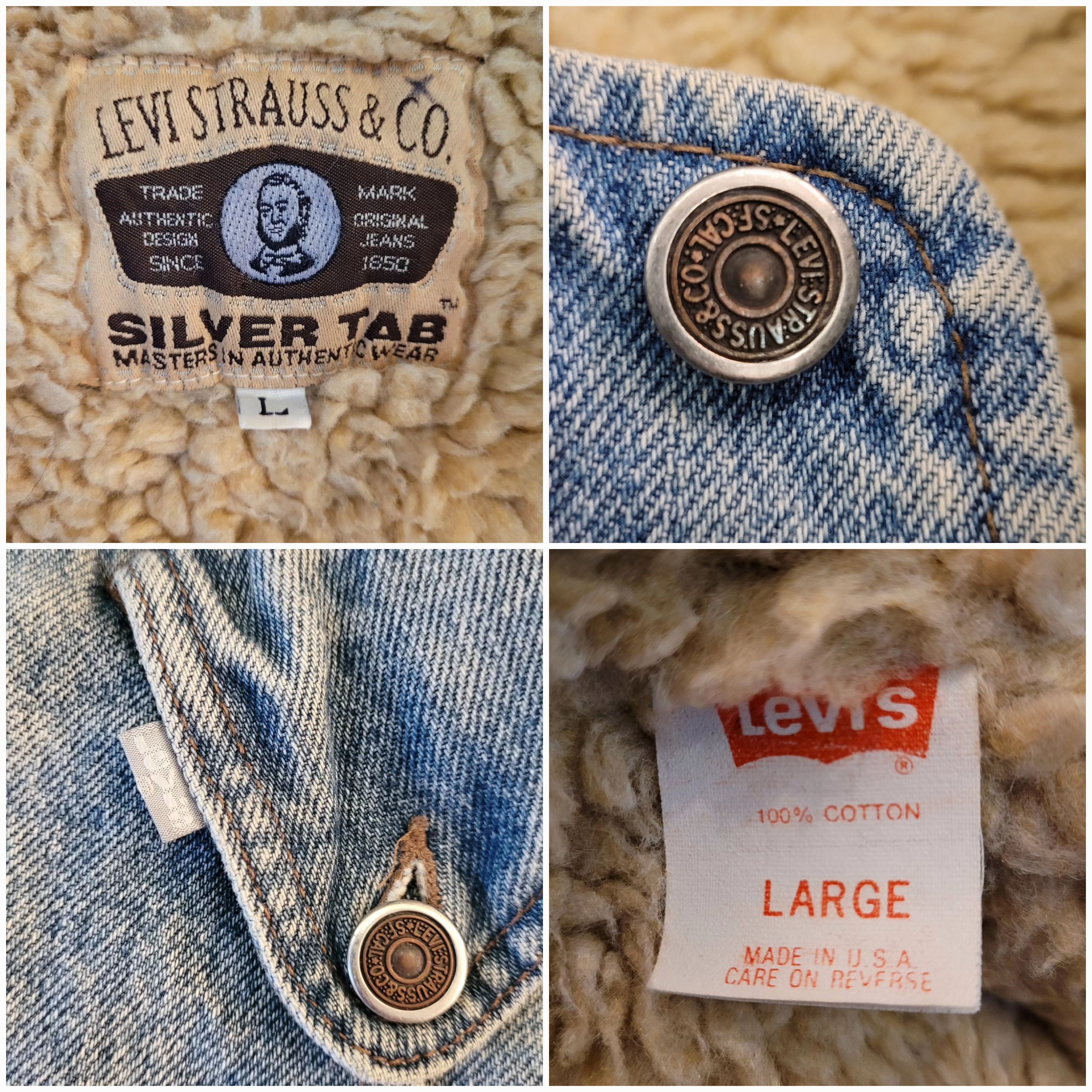 Vintage 80's 90's Rare Levi's Silvertab Sherpa Denim Bomber