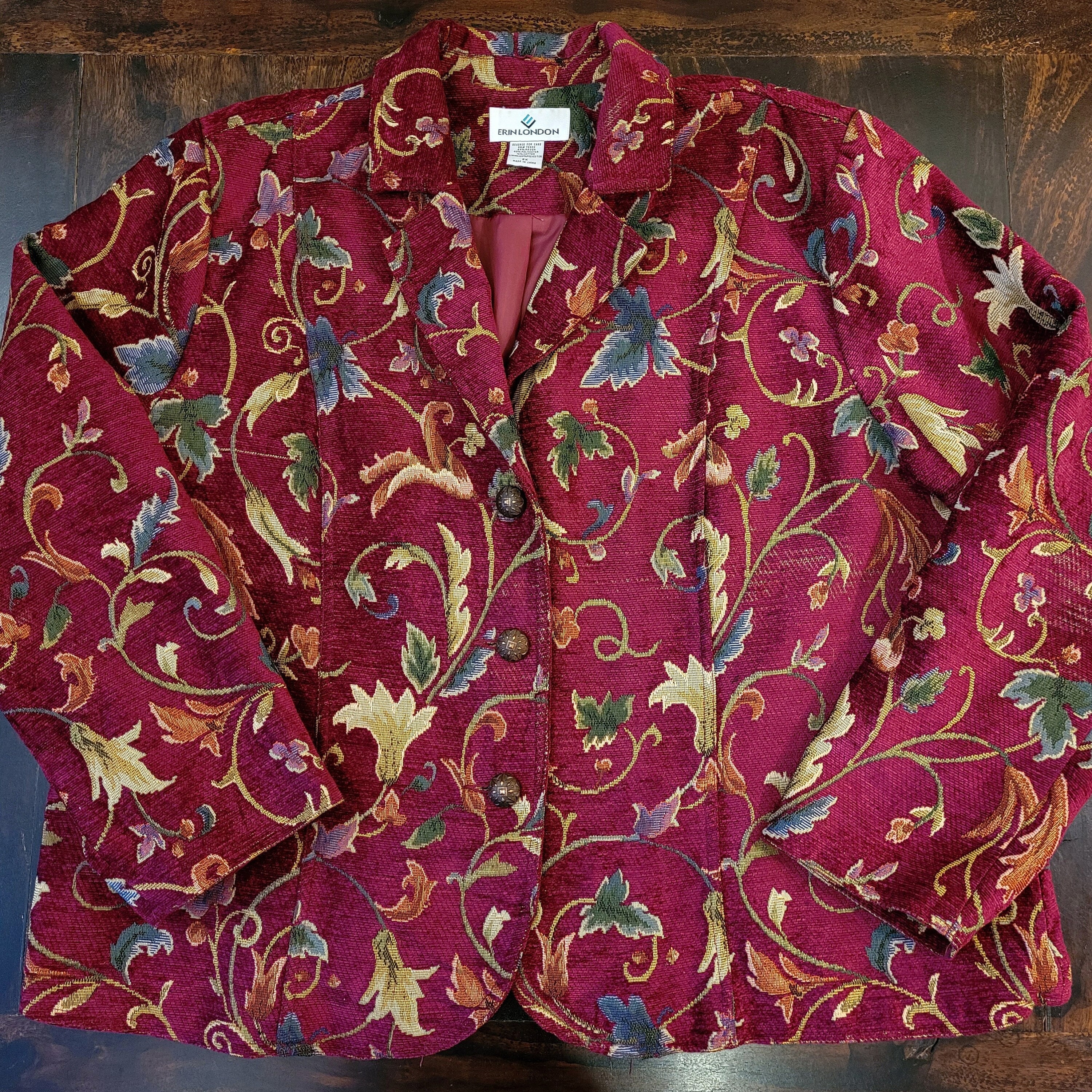 Vintage Erin London Floral Tapestry Jacket 2XL 