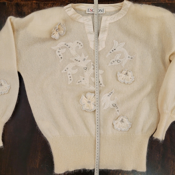 Vintage 80's Escada mohair sweater with floral em… - image 3