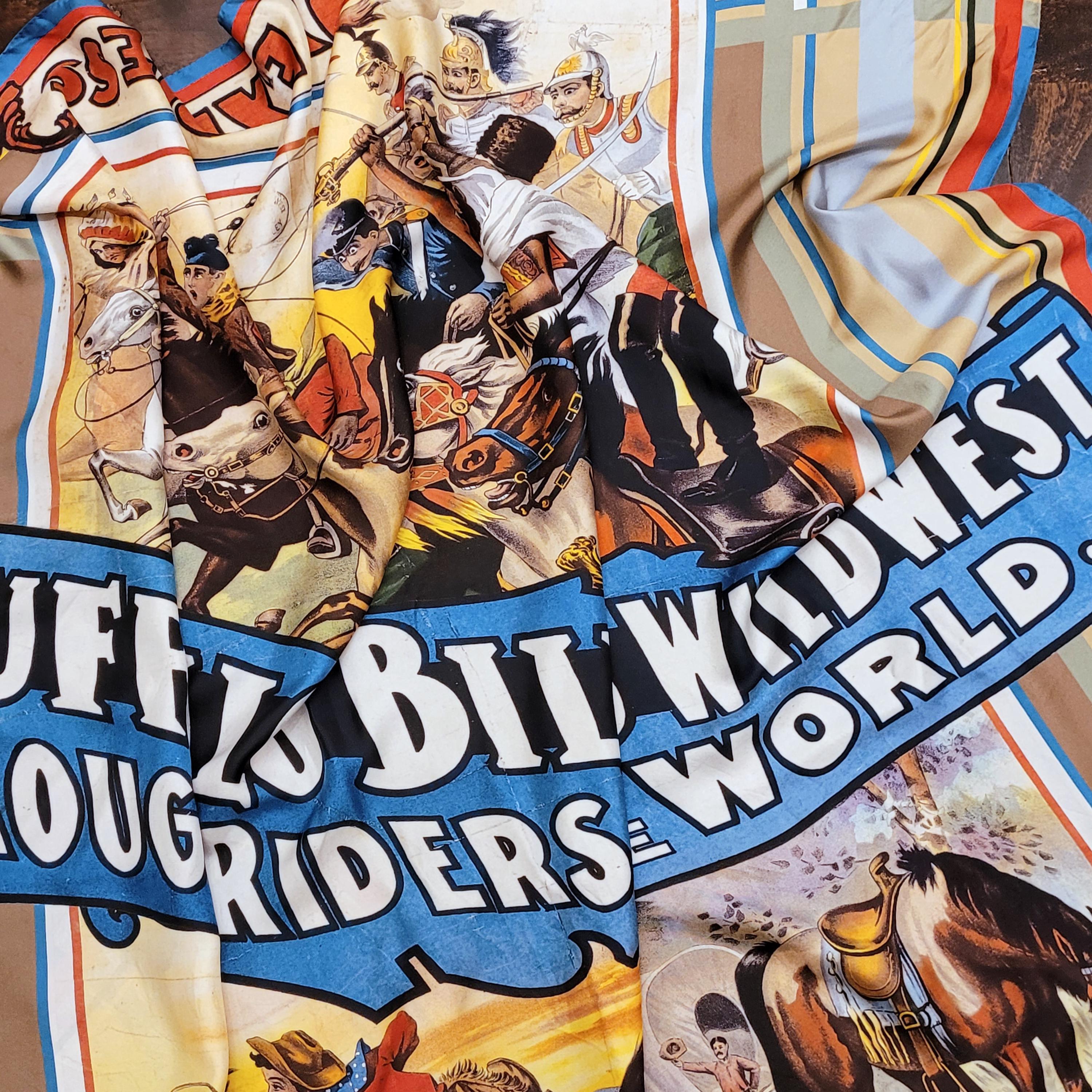 Buffalo Bill Wild West Show Art Poster Print Scarf 125 X 125 Cm 100% ...
