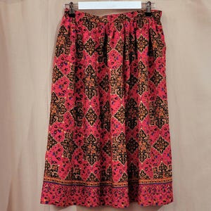 Vintage 90&#39;s Floral Midi Skirt Made in USA Evan Picone