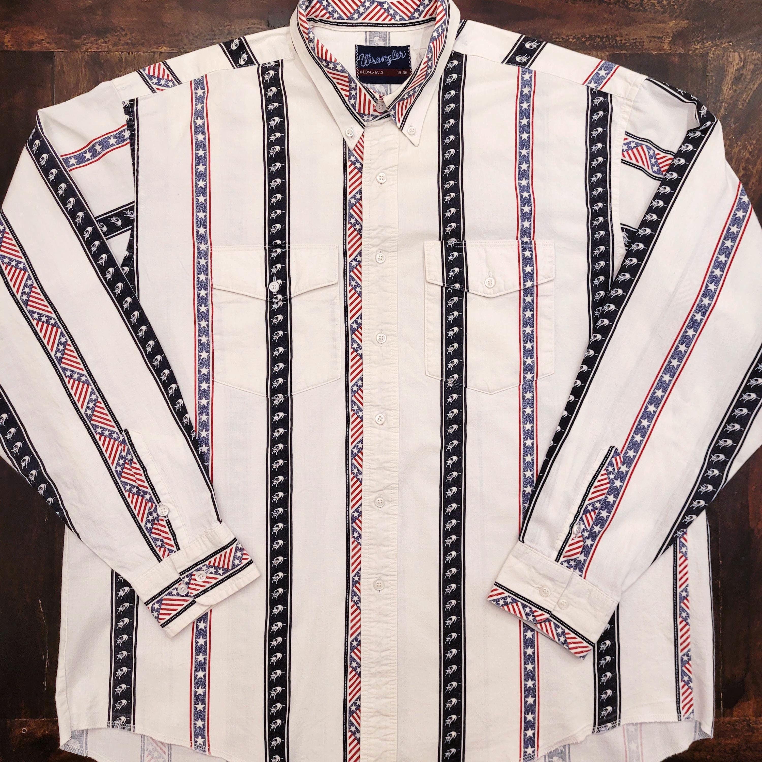 Vintage 80's Wrangler Western Rodeo Striped Shirt American