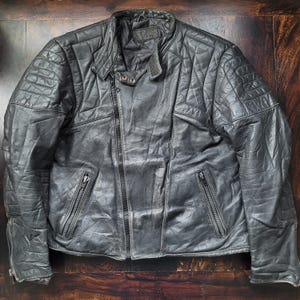 Vintage 80&#39;s Motorcycle Leather Jacket Size 56 Biker leather jacket M/L