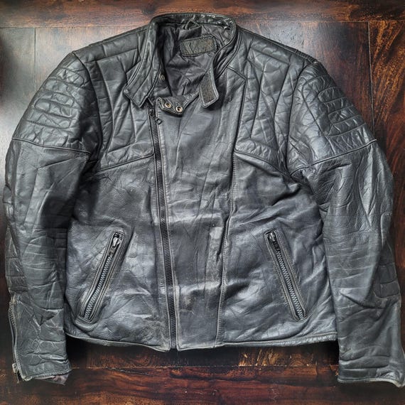 Vintage 80's Motorcycle Leather Jacket Size 56 Biker Leather
