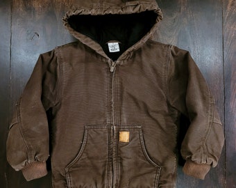 Vintage Carhartt kinder bruine actieve jas maat 7 jaar