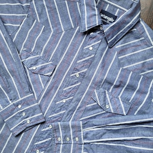 Wrangler Striped Western Shirt Size L Snap Shirt