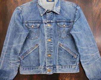 Wrangler 70s 切り替えウールジャケット 古着 70s USA製 Wrangler 黒タグ サイレントW フラップ 2ポケ