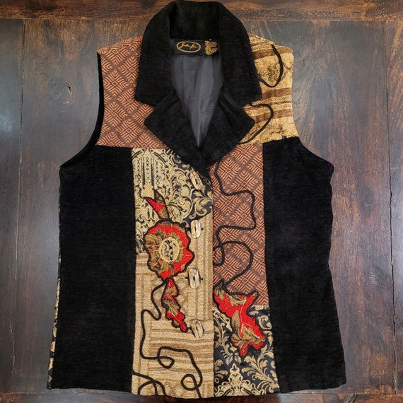 Vintage 90s Julia Kim tapestry embroidery patchwo… - image 1
