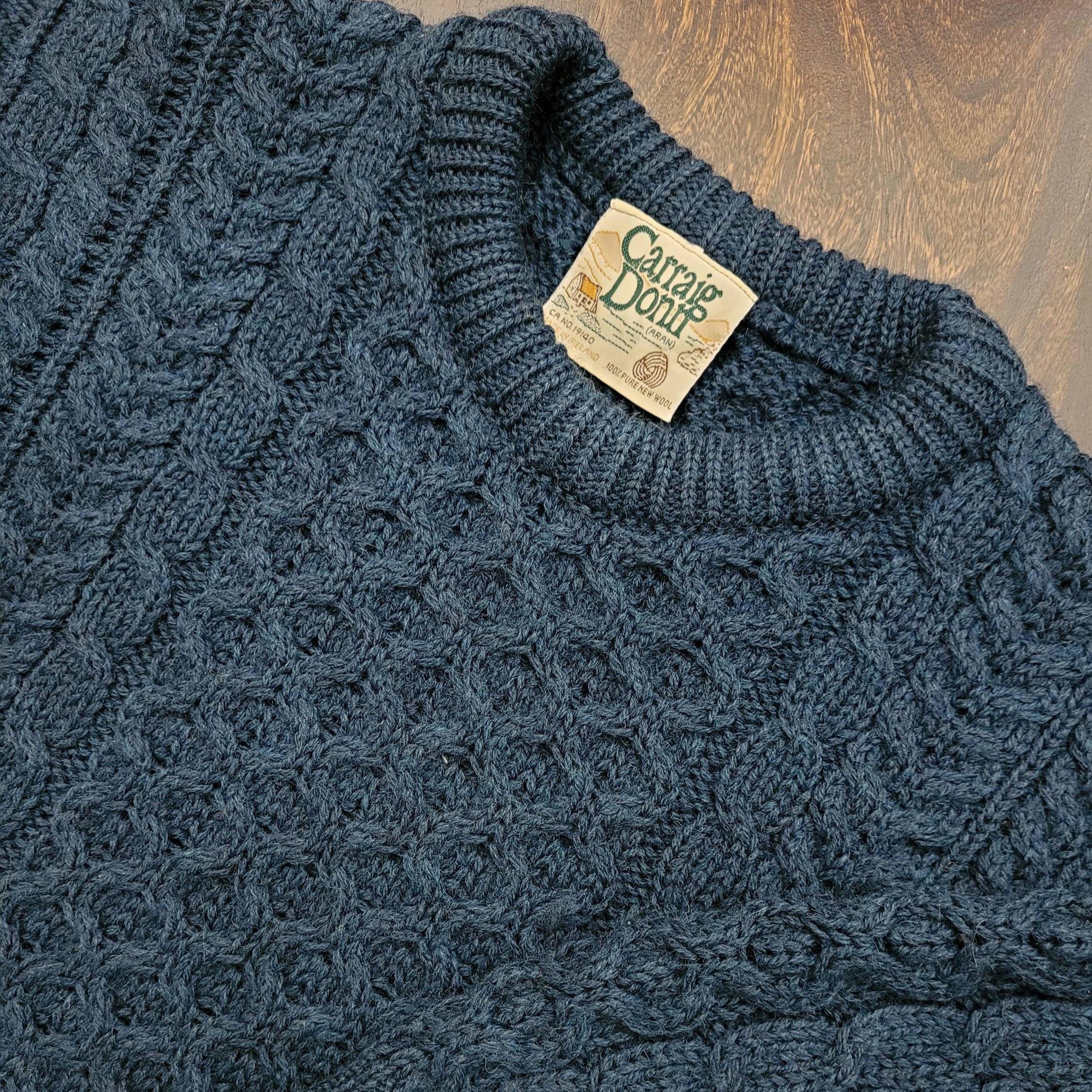 Vintage Carraig Donn Aran Fisherman Sweater Made in Ireland