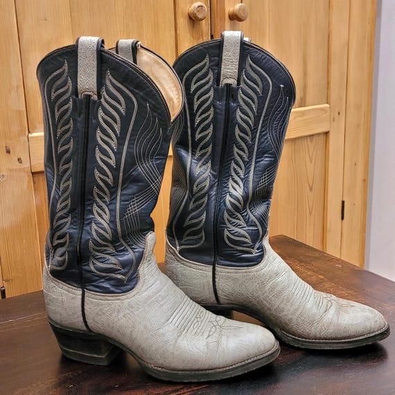Vintage Tony Lama Cowboy Boots Style 8056 Antelope Leather