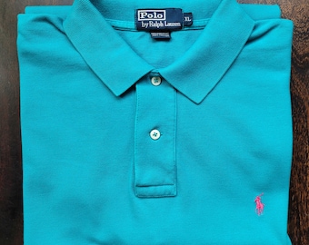 Vintage 90's Polo Ralph Lauren Polo Shirt Turquoise Size XL/2XL - Etsy