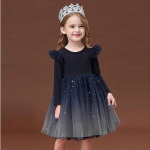 Little Girls' Kids Navy Blue Sequin Tulle Dress Birthday - Etsy