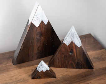 Set of 3 Reclaimed Wooden Mountains/Home Decor/Living Room/Nursery Decor/Nordic Style/Wooden Decor/Shelf Ointment/New Baby/Nature/Natural