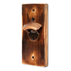 Rustic Reclaimed Wood Wall Mounted Bottle Opener