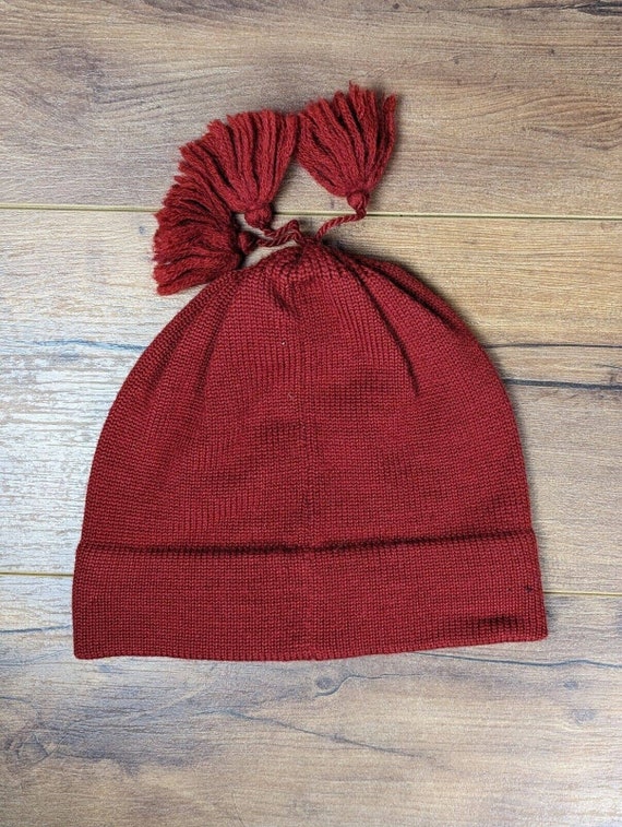 Vintage 90s Polo Ralph Lauren Beanie Red Polo USA Flag Wool  display picture 3