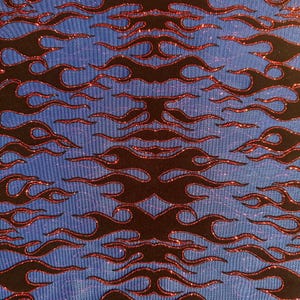 4 Way Stretch Power Mesh Fabric With Flame Flock Glitter| Spandex Palace Royal