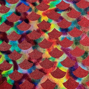Rainbow Foggy Mermaid Foil 4 Way Stretch Poly Spandex Tricot Fabric | Spandex Palace