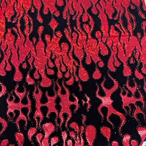 Flocking Flame Nylon Spandex Tricot Fabric with Hologram | Spandex Palace
