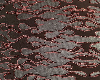 Flame Flock Glitter Stretch Power Mesh Fabric| Spandex Palace
