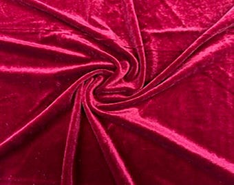 Solid Stretch Velvet Fabric, Polyester Spandex, 2 Way Stretch, 8 Colors, by the Yard