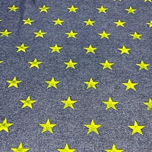 Denim Look Star Paper Print Stretch Polyester Spandex Fabric | Spandex palace