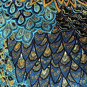 Stretch Polyester Spandex Fabric with Paisley Peacock | Spandex Palace