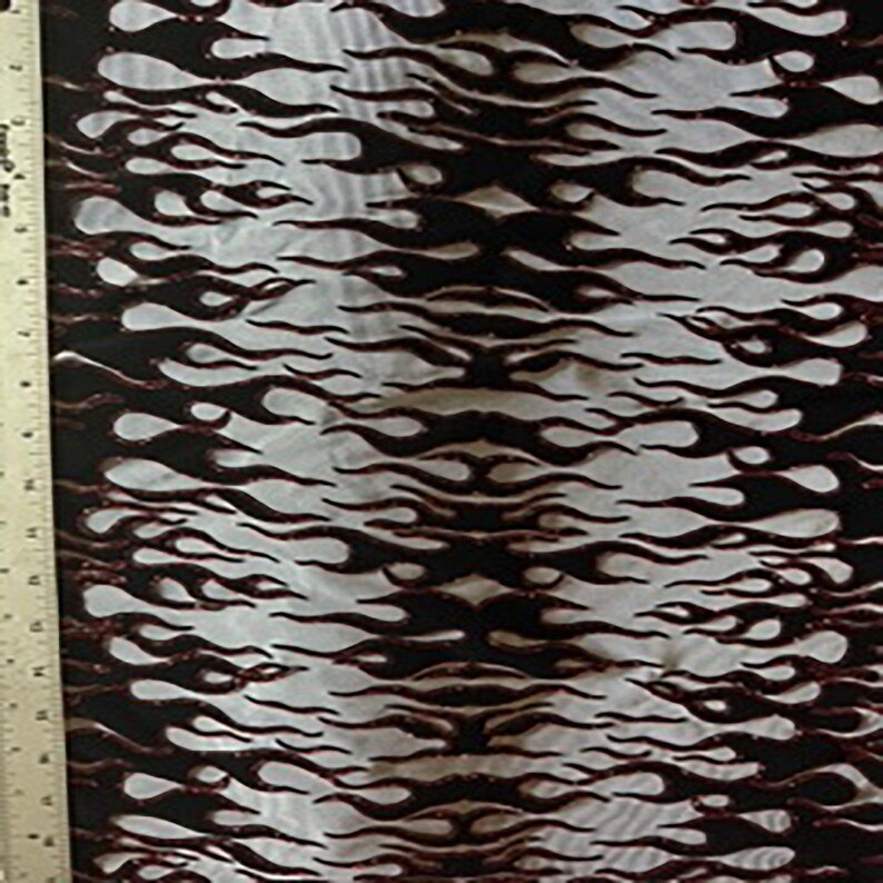 4 Way Stretch Power Mesh Fabric With Flame Flock Glitter| Spandex Palace  White "showing size"