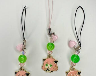 Charm para teléfono de niña de pelo rosa de anime
