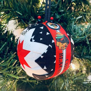 2024 or 2025 Hockey-Inspired Quilted Christmas Ornament (Optional Charm)