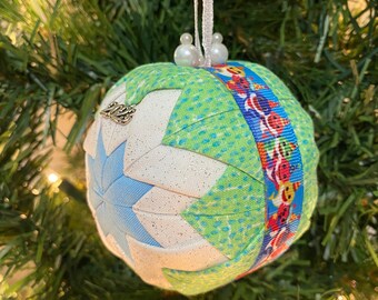 2023 Baby Shark-Inspired Quilted Christmas Ornament (Optional Charm)