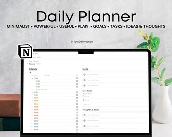 Daily Planner Notion Template, Digital Daily Planner, Plan your days, Set your days a Direction, Achieve your Goals, Empty your mind