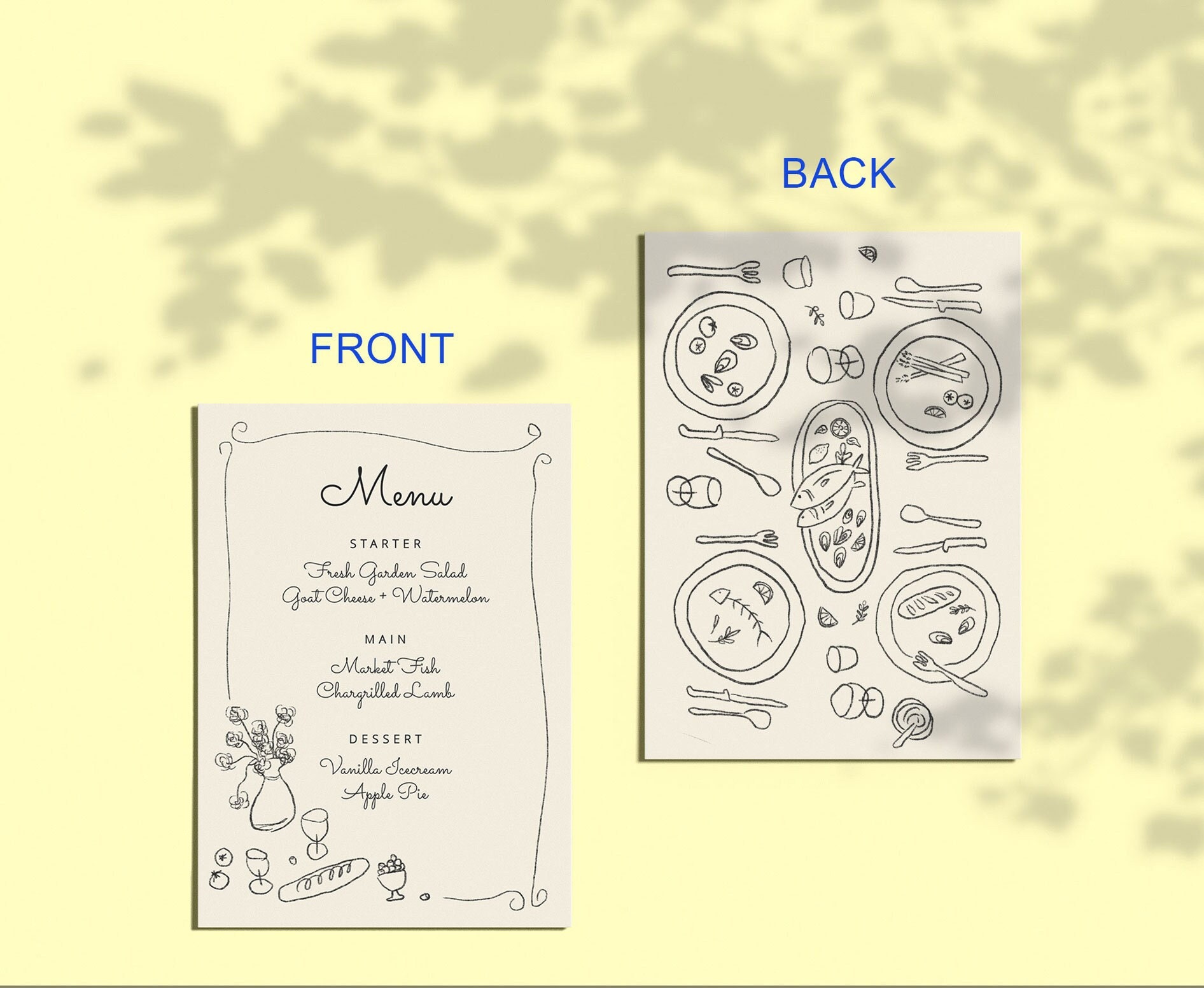 Table Menu. Art Editable Hand Drawn Menu or Dinner Invite, Scribble Illustration ...
