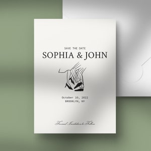 Bearbeitbare druckbare Hochzeit speichern die Datumsvorlage, Tanzen, Hand gezeichnet, Französisch inspiriert, Speichern Sie die Daten, Sofort-Download | 10
