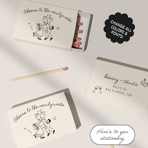 Streichholzbrief Vorlagen, personalisierte Streichhölzer, Hochzeitsgeschenk, Hochzeit Gastgeschenk, Hand gezeichnete niedliche Leute Gekritzel Illustration | Nr. 87