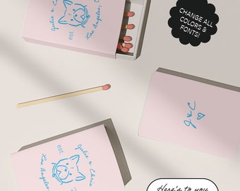 CUSTOM Pet Portrait Match TEMPLATE, Personalized Pet Illustration, Scribble Style, Hand Drawn, Whimsical Matchbook, Digital Download | 93