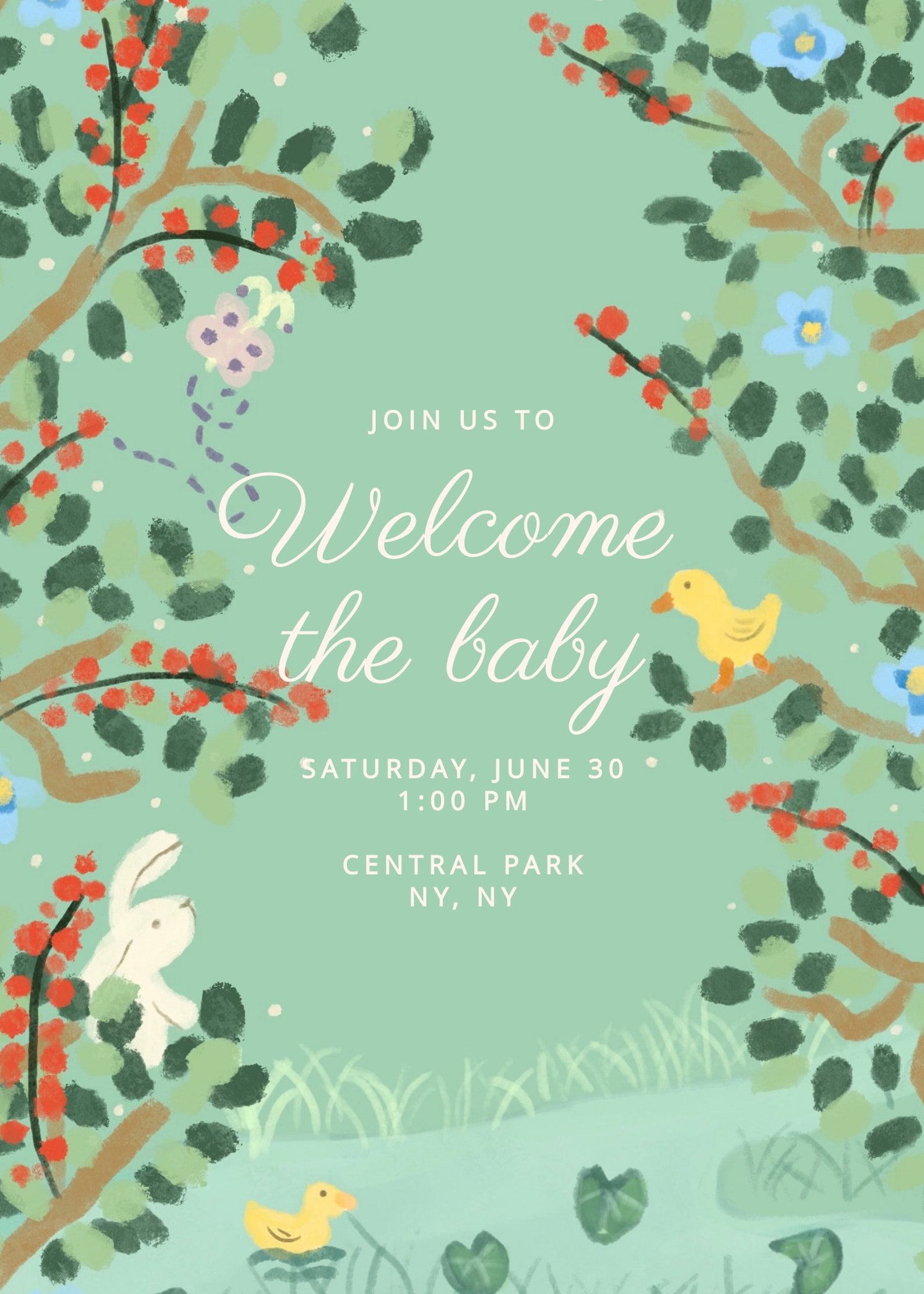 Editable Woodland Baby Shower Invitation Hand Drawn Forest Etsy