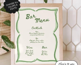 Szablon znaku Signature Drinks, niestandardowy koktajl, ręcznie pisany, fantazyjne menu weselne, rysowany ręcznie, falista obwódka, menu baru, znak koktajlowy | 33
