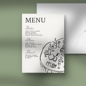 Menu imprimable fantaisiste pour un dîner unique | vintage dessiné à la main - téléchargement immédiat | 83