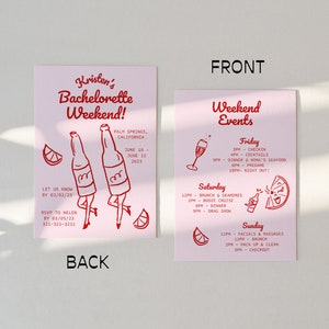 Bachelorette Weekend Invite and Itinerary Template | Vintage style | Hand Drawn Illustration | Bachelorette Party | Editable | 17