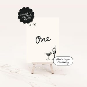 Tischnummer Vorlage, Handgezeichnet, Scribble Illustration, Handgeschriebene Schriftarten, Italienische Hochzeit, Frankreich Sommerhochzeit, Skurril | 96