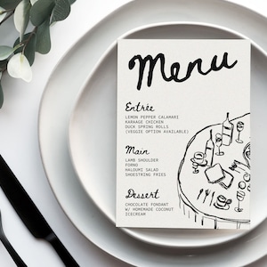 Elegantes bearbeitbares Menü für eine schräge Dinnerparty | Vintage inspiriert, Sofort Download | 20